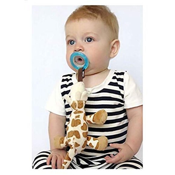 NWT Nuby Snuggleez with Cherry Pacifier holder stuffed Giraffe 0-6 Months - Picture 12 of 12